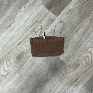 Brown Strapless Crop Top